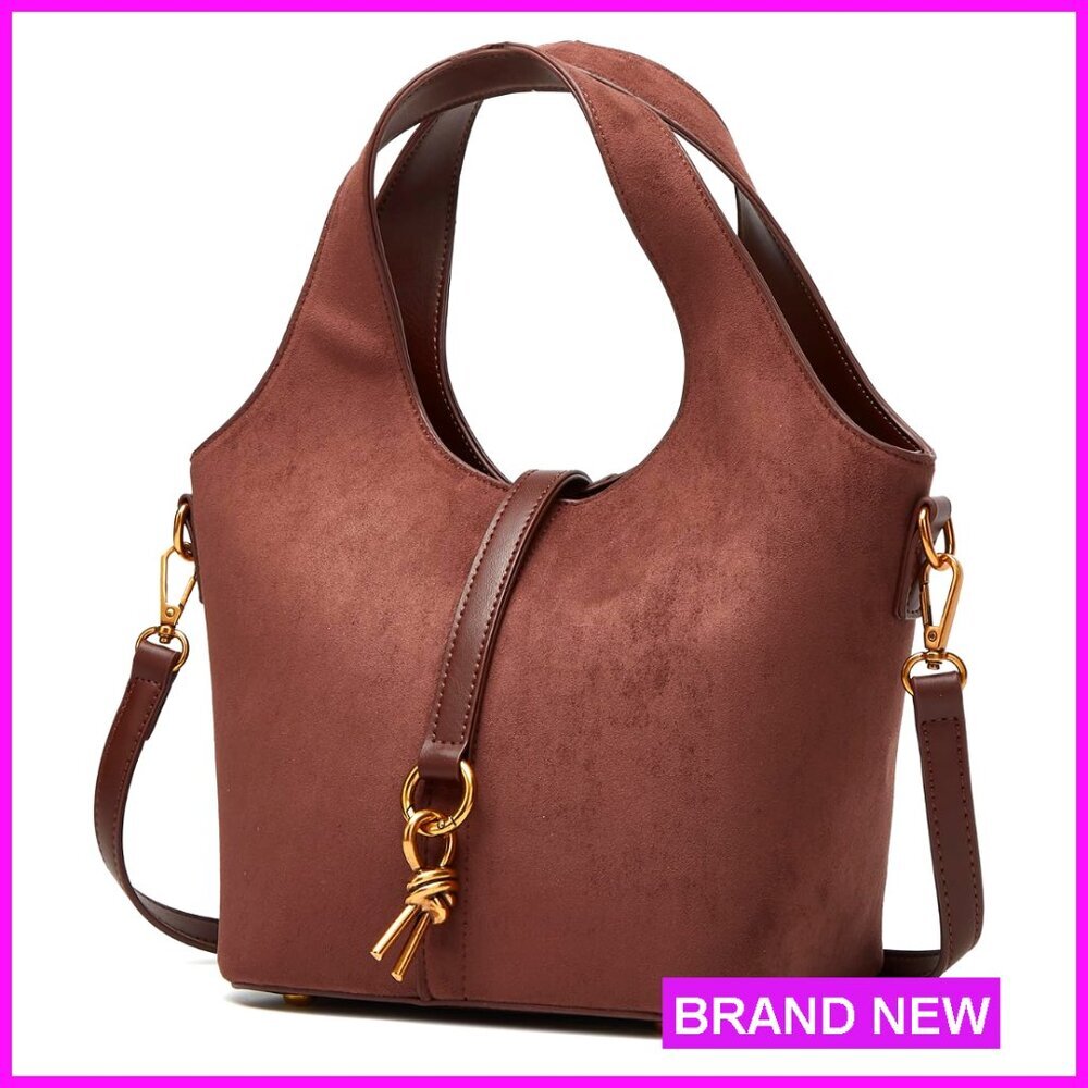 Vegan Leather Bucket Bag Hobo Shoulder Crossbody Tote Chic Vintage Style